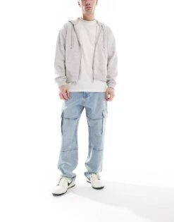 Hollister Baggy Carpenter Jean With Pocket Detail In Light Stone Wash For Men