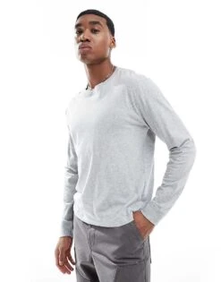 Hollister Long Sleeve Layering T-shirt In Ecru For Men Stone