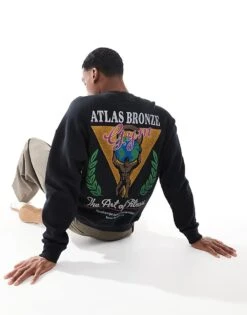 Hollister Quarter Zip Sweat Top With Contrast Piping In Black For Men