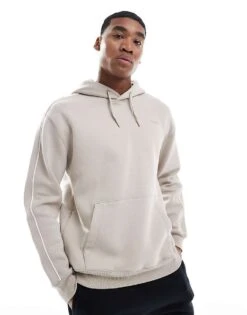 Hollister Contrast Sleeve Panel Hoodie In Beige For Men Cream