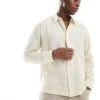 Hollister Button Through Linen Shirt In Almond For Men Stone