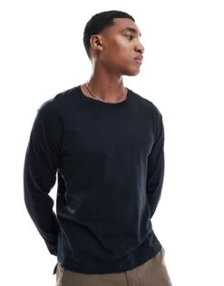 Hollister Long Sleeve Layering T-shirt In Black For Men