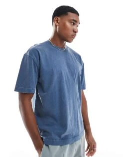 Hollister Short Sleeve Boxy T-shirt In Blue Wash For Men