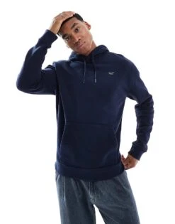 Hollister Relaxed Icon Hoodie In Navy For Men