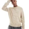 Hollister Knitted Boxy Crew Neck Jumper In Beige For Men