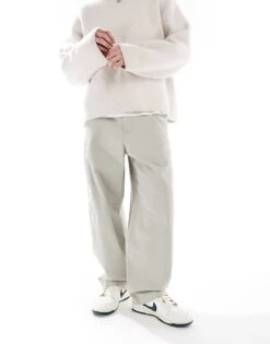 Hollister Super Baggy Zip Detail Cargo Trouser In Grey For Men Green