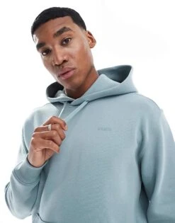 Hollister Logo Hoodie In Light Blue For Men