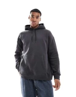 Hollister Logo Detail Oversized Hoodie In Grey For Men Black