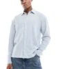Hollister Button Through Linen Shirt In Blue For Men Light Blue