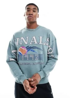 Hollister Quarter Zip Sweat Top With Contrast Piping In Blue For Men